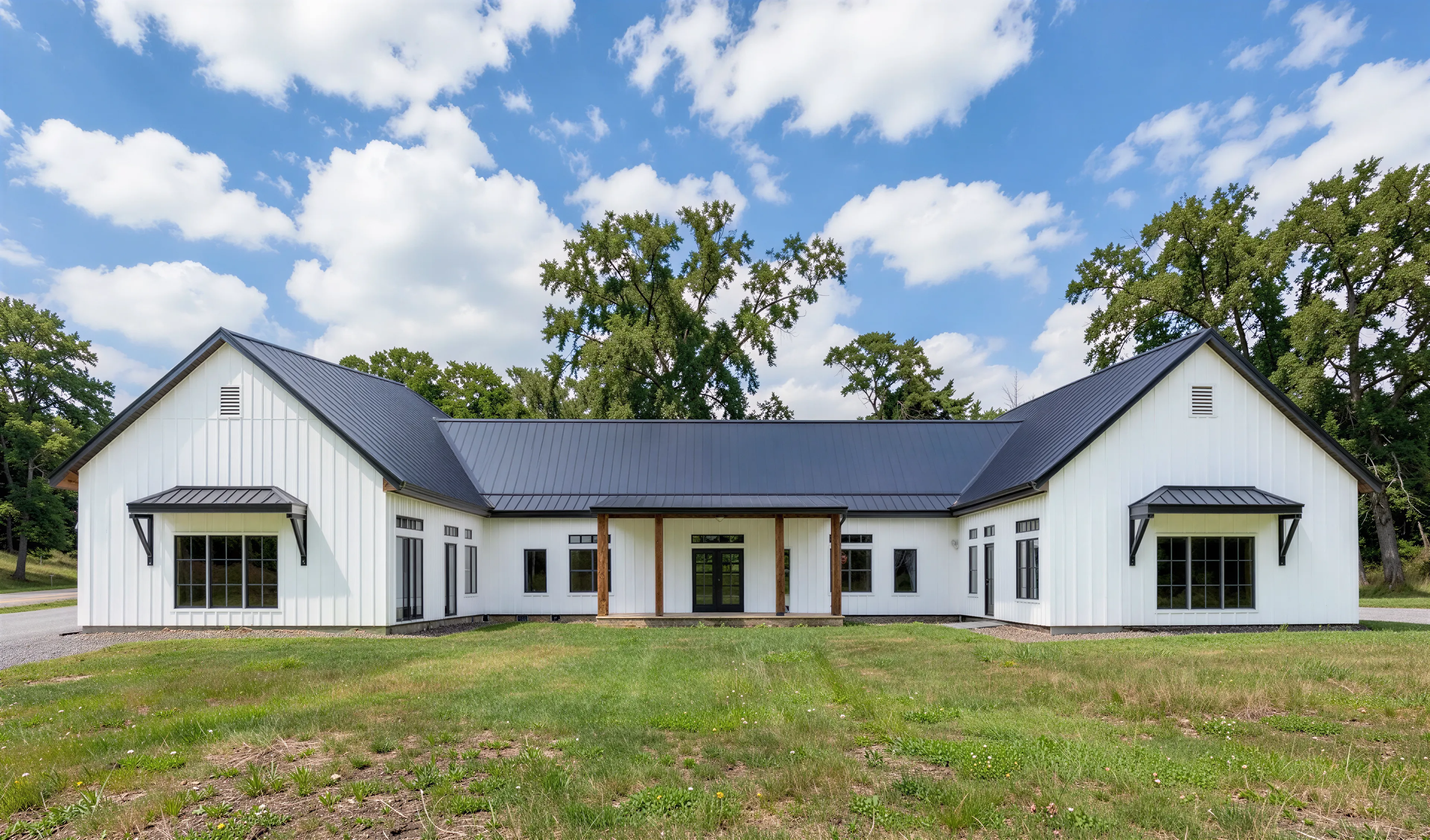 HB-40501 Bernice H-shaped barndominium rendering