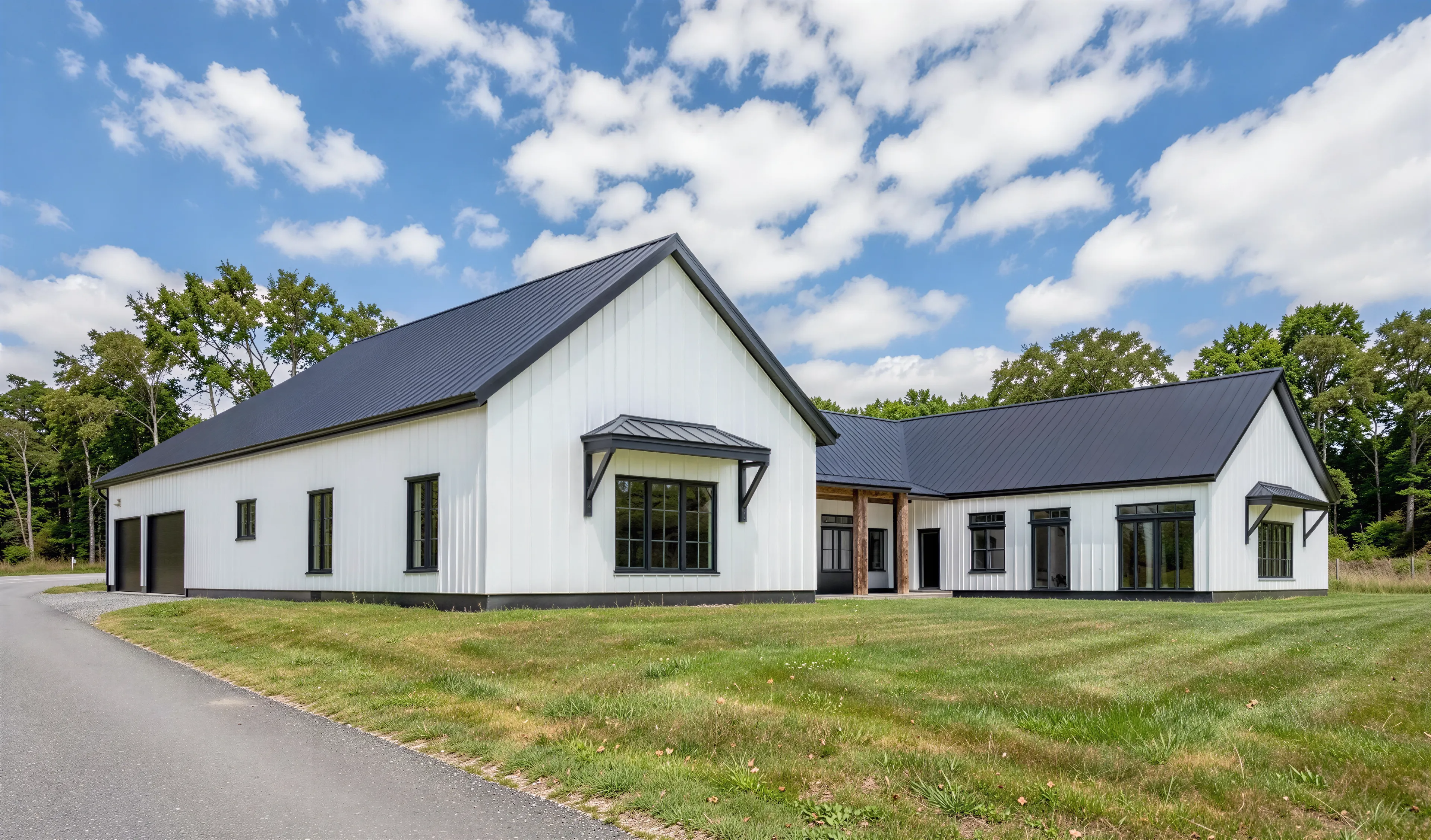 HB-40501 Bernice H-shaped barndominium designer rendering