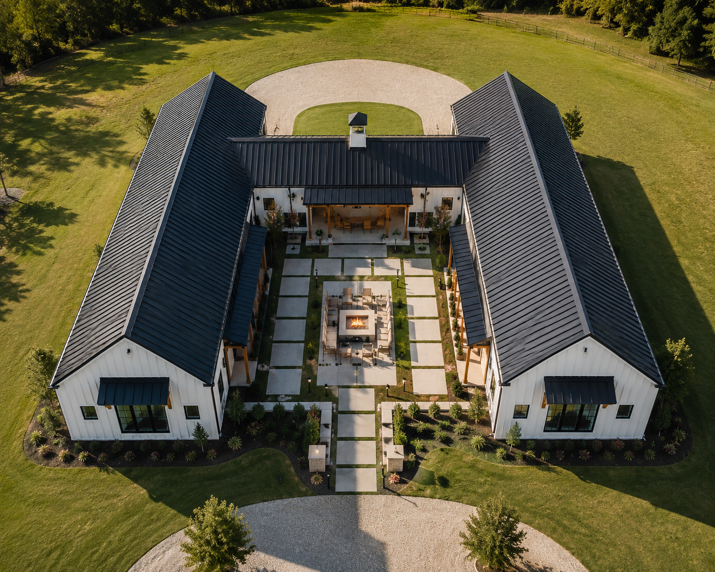 HB-40502 H-shaped barndominium rendering